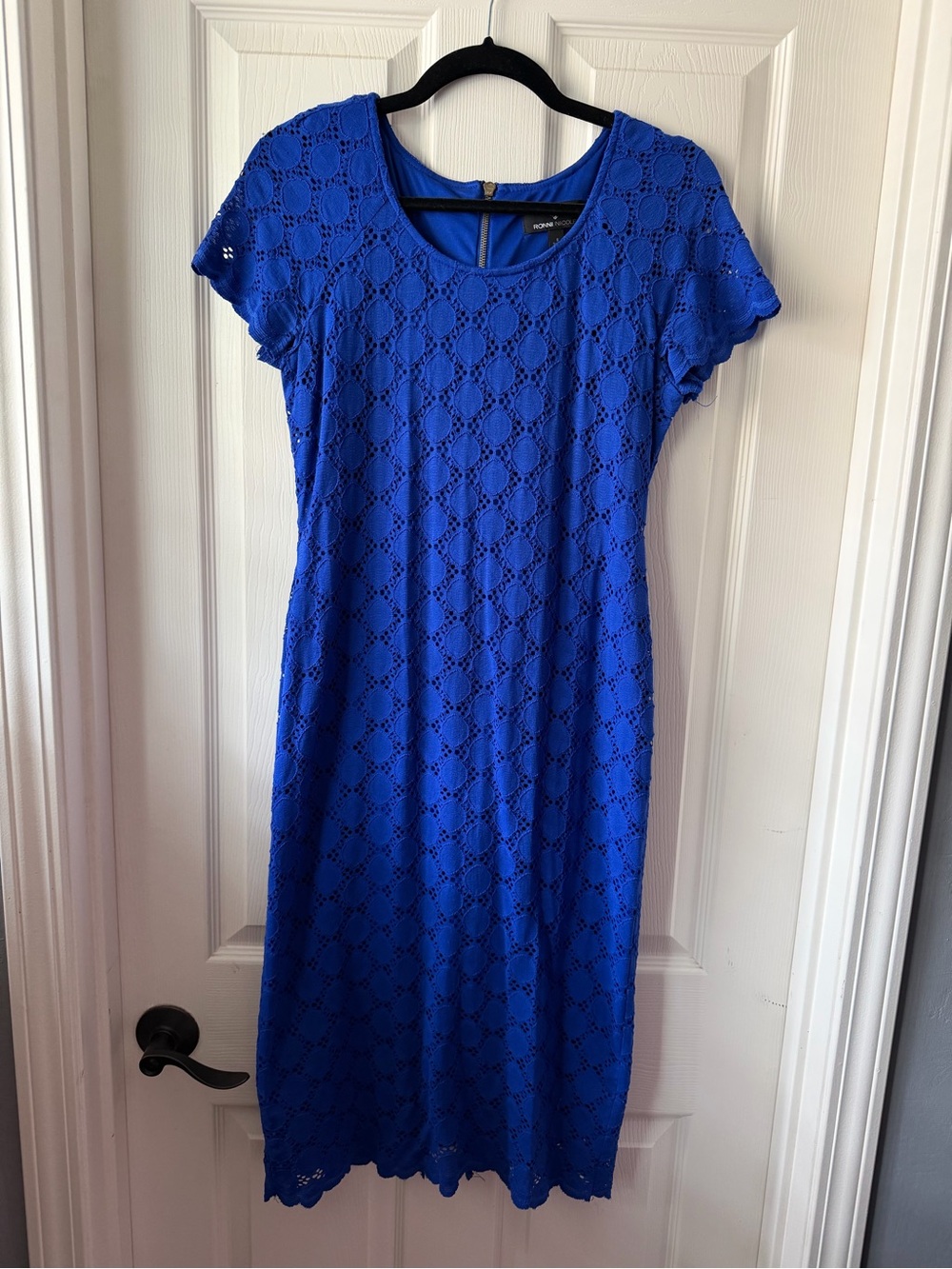 Ronni Nicole Royal Blue Eyelet Midi Dress